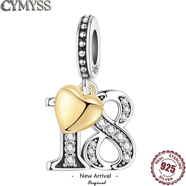 CYMYSS Charm Bead Anhänger, 925 Silber, Zirkonia, Verspielt - Bild 1