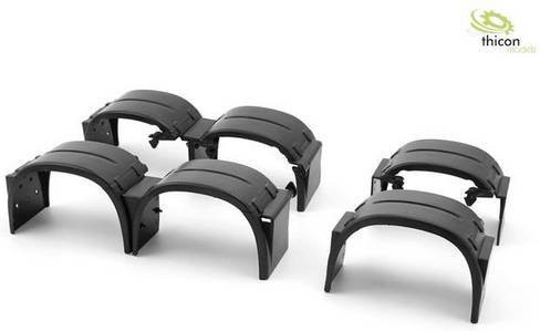 Thicon Models 50247 Kotflügel Set aus Kunststoff in Schwarz für Modelle im Maßstab 1:14, 6 Stück - Bild 1