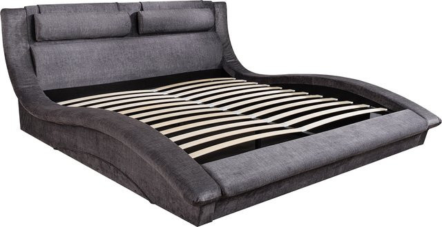 Riess-Ambiente Doppelbett SWING mit Stauraum in Grau aus Samt, B/T/H: 160 x 200 cm - Bild 1