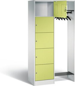 C+P Offene Garderobe Serie 8070 mit Garderobenstange und Zylinderschloss, Front Viridingrün, Korpus Lichtgrau, H x B x T: 195 x 96 x 48 cm - Bild 1
