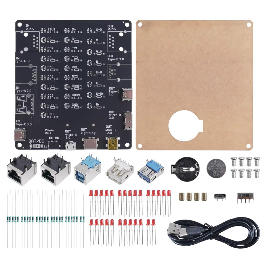 9-in-1 DIY USB-Kabeltester Lötprojekt Universal Electronics Kabelprüfer für USB-C, Lightning, Micro-B und Mini-B sowie RJ45 - Bild 2