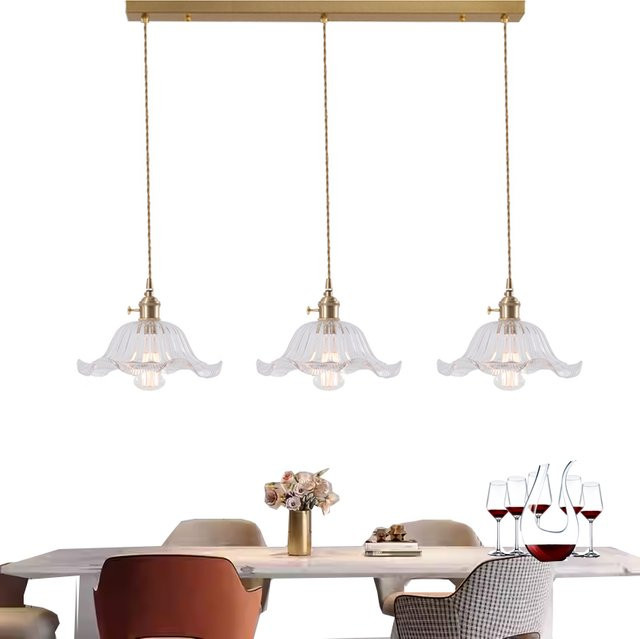 Moderne LED-Pendelleuchte von Ramalho aus Glas und Metall in Transparent und Gold/Messing für Esszimmer, Flur oder Balkon - Bild 1