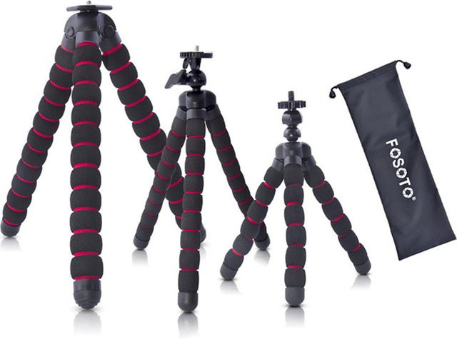 Fosoto Octopus Spider Mini Flexibles Kamera Stativ in Schwarz für Smartphone, GoPro und DSLR Kameras wie Canon, Nikon oder Sony - Bild 1