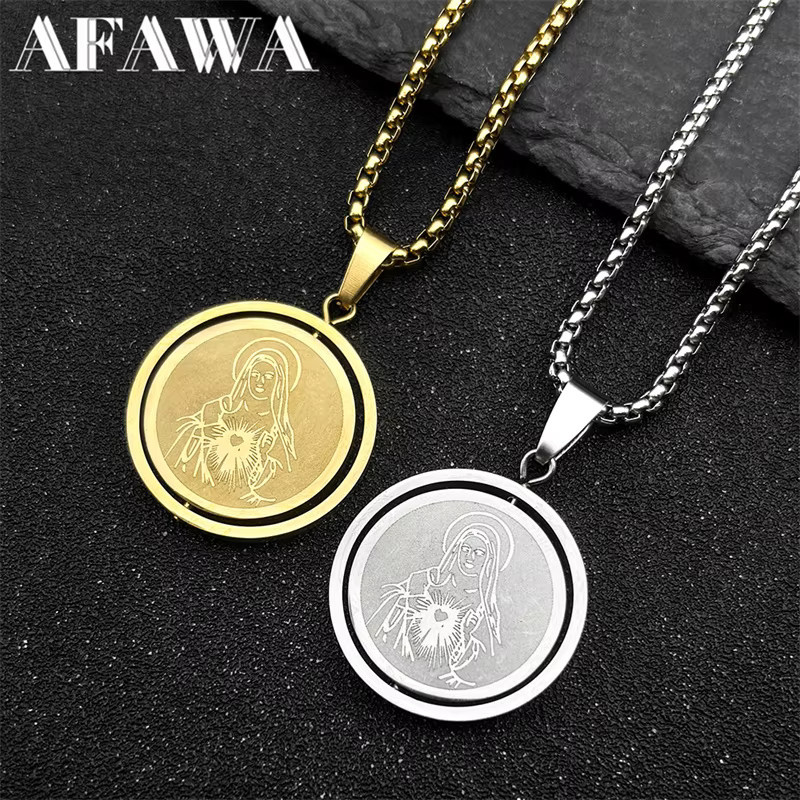 AFAWA Anhänger Halskette, Edelstahl, Gold, Unisex - Bild 2