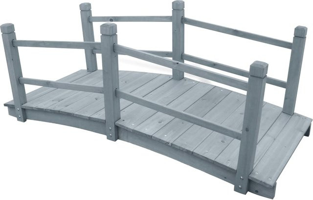 Gartenbrücke aus massivem Kiefernholz von Yiwydaa in Grau, B/T/H: 140 x 60 x 56 cm - Bild 1