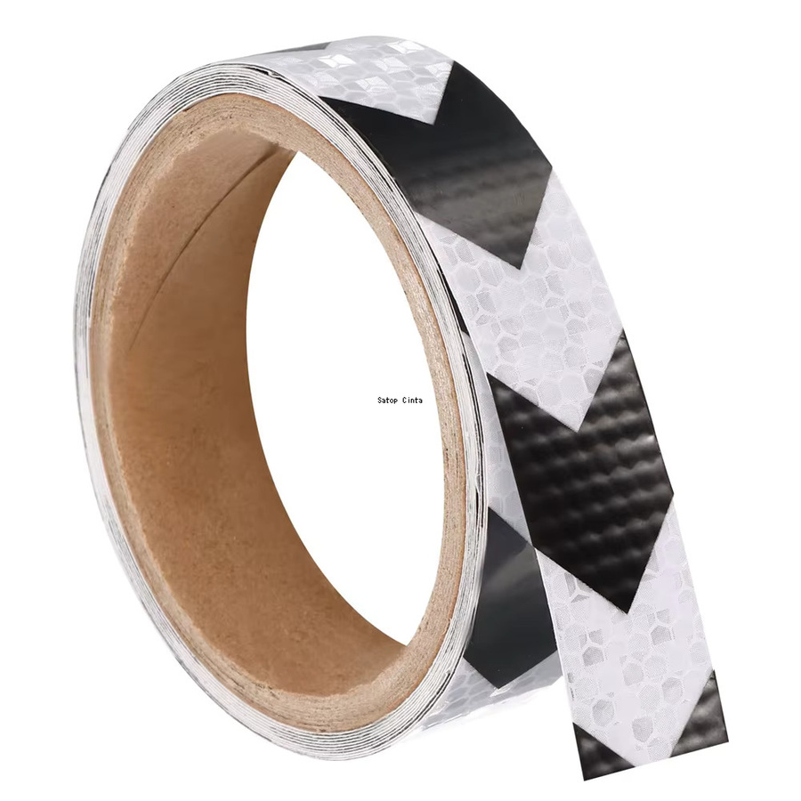 Satop Cinta Reflektierende Aufkleber Pfeil-Design Wasserdicht mit Klebstoff für Fahrrad und Auto, Weiß-Schwarz, Breite: 2,5 cm, Länge: 5 m - Bild 2