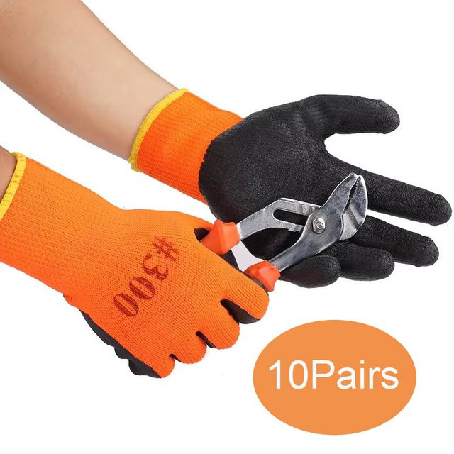 10 Paar ELESESAFE Latex-Arbeitshandschuhe mit rutschfester Beschichtung für Garten, Bau und Reparaturarbeiten - Bild 1