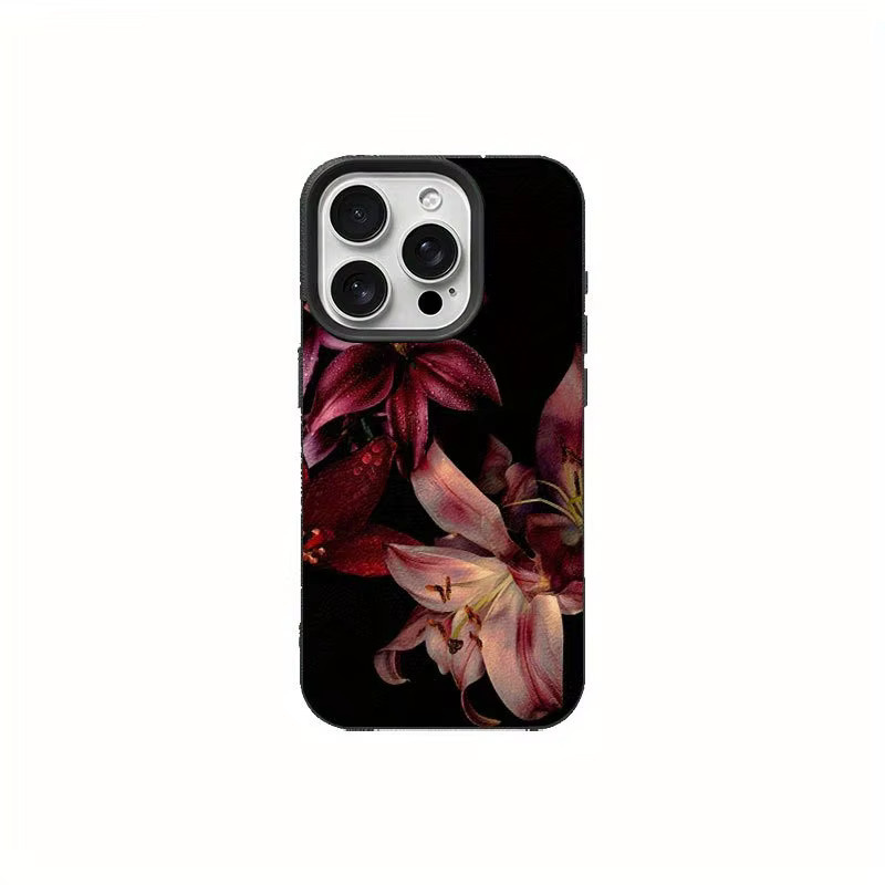 Schutzhülle mit rotem Vintage-Blumenmuster aus TPU für Apple iPhone 17, 16, 15, 14, 13, 12, 11 Pro Max und Air Plus Serien - Bild 4