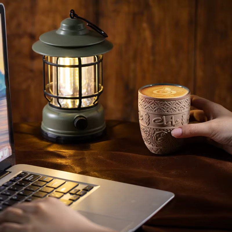 Yam Kaffeetasse aus Keramik im arabischen Stil, braune Teetasse aus Ton mit Retro-Design - Bild 3
