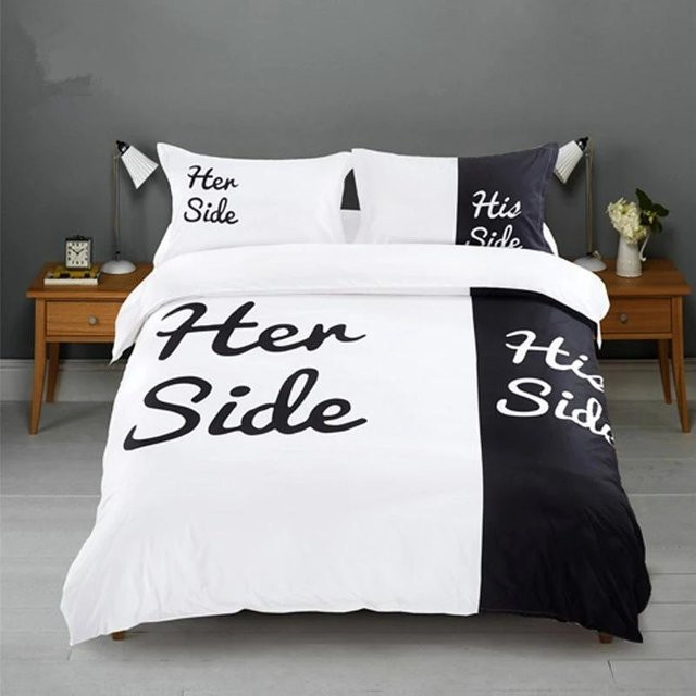 Bettwäsche-Set Your Warm Home mit Hund und Katze Motiv in Schwarz-Weiß, King Size, B/H: 245 x 210 cm - Bild 1