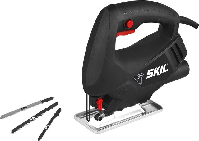 SKIL 4190 AA Stichsäge in Schwarz mit 400 W Leistung und 65 mm Schnitttiefe inklusive 3 Sägeblättern für Holz - Bild 1