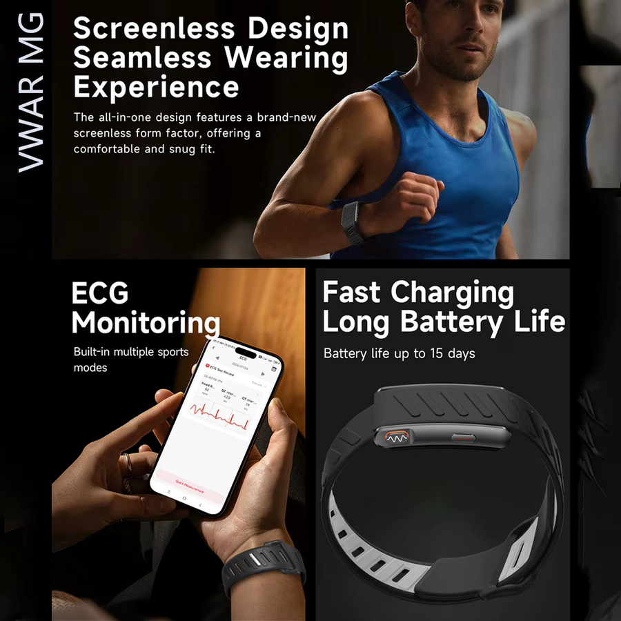 VWAR MG Fitness-Tracker Pink mit EKG, Blutdruckmessung und Anruferinnerung für Männer und Frauen - Bild 2