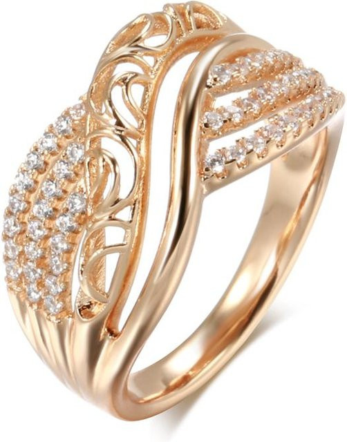 Ehering Rose Gold, Hohlblume, Natürlicher Zirkon, Damen - Bild 1
