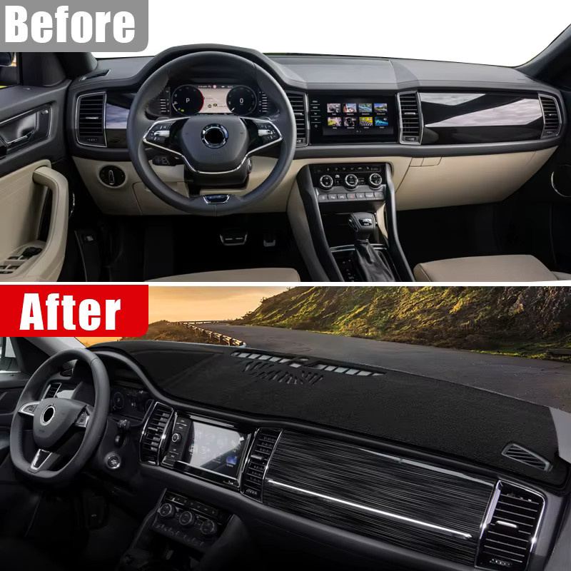 YaLumei Dashboard Abdeckung für Skoda Kodiaq NS7 in Schwarz als Sonnenschutz und rutschfeste Armaturenbrettmatte - Bild 2