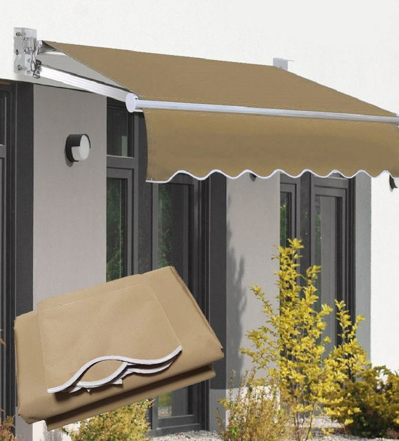 Elektrische Markise aus 450D Oxford Stoff für Villa und Veranda, verstellbarer winddichter Baldachin für Garten und Balkon in Khaki und Beige - Bild 1