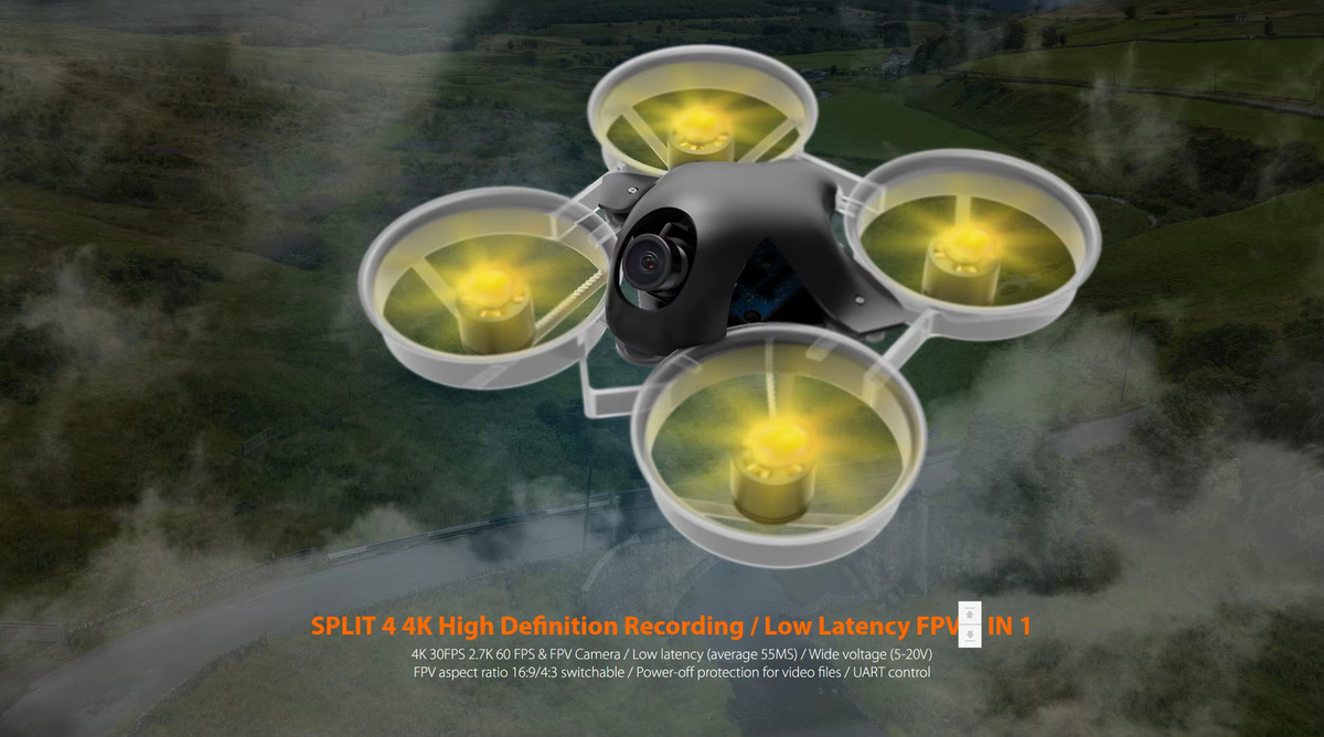 RunCam Split 4 V2 Action Camera mit 13 MP Sensor und 4K Aufnahme in Schwarz für FPV Drone Racing - Bild 3