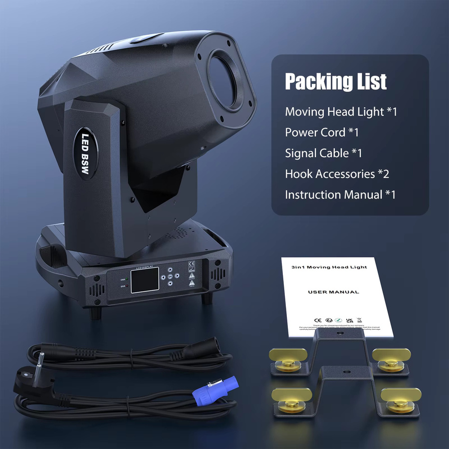 Somspot LED Moving Head 3-in-1 Beam Wash Spot mit Gobo-Effekt in Schwarz - Bild 6