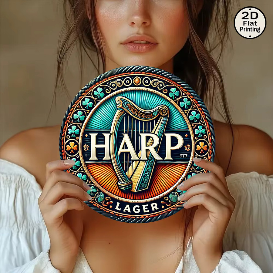 Potdemiel Vintage Metallschild Harp Lager Rund, Mehrfarbig, Durchmesser: 20,32 cm - Bild 3
