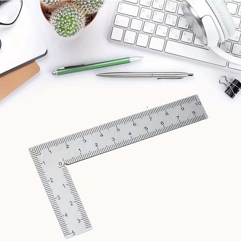 Doppelseitiges L-förmiges Lineal aus Edelstahl in Silber für Lederhandwerk, DIY und Holzbearbeitung - Bild 4