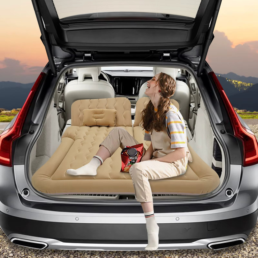 Bymaocar Aufblasbare Matratze für Auto und SUV, Luftbett aus langlebigem PVC in Beige, ideal für Camping und Reisen - Bild 6