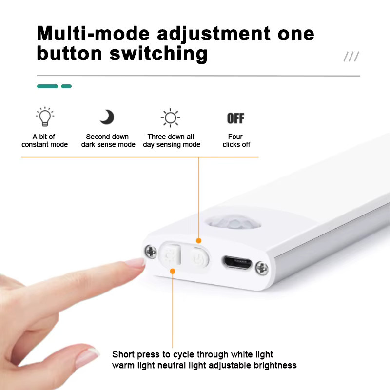 SEAMETAL LED Sensorleuchte für das Auto, wiederaufladbare USB-C Lichtleiste mit Bewegungssensor und 3-farbiger RGB-Umschaltfunktion, Farbe: Weiß - Bild 1