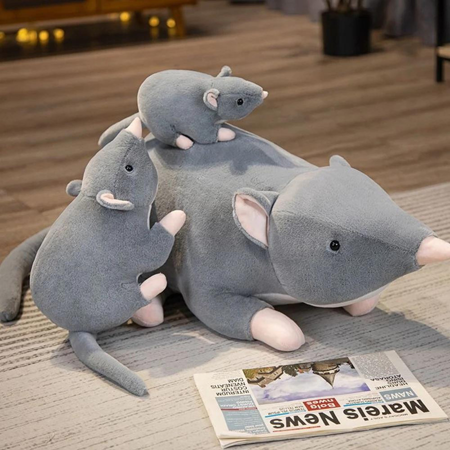 Maus Plüschtier Maus Plüsch Kissen Grau - Bild 3