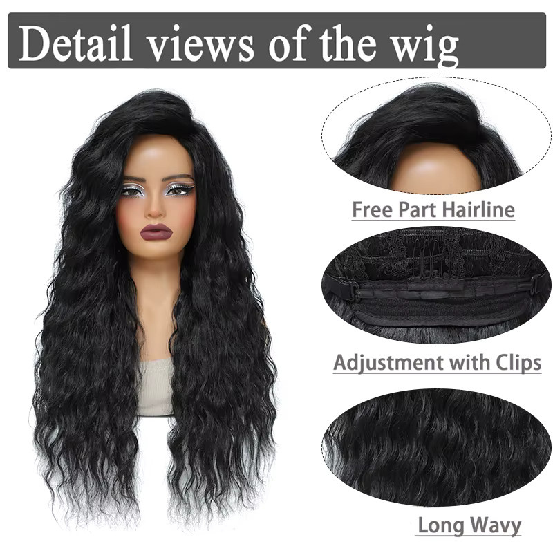 Manetique Perücke, gewellt, schwarz mit Highlights, 71,1 cm, Damen - Bild 3