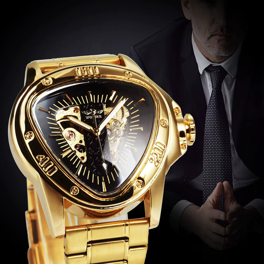WINNER Armbanduhr, Automatik, Skelett, Edelstahl, Gold, Herren - Bild 3