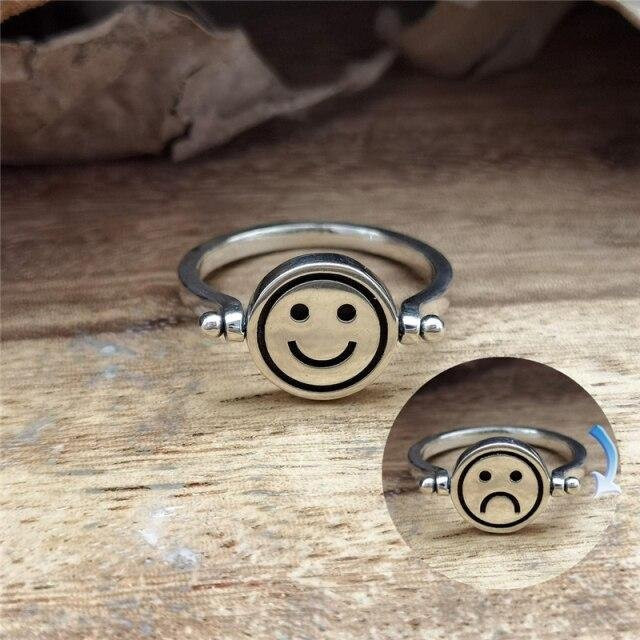 YIRAN Jewelry Ring, Smiley, Zinklegierung, gray, Unisex - Bild 1