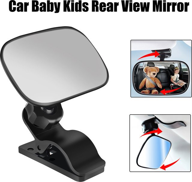2-in-1 Auto-Rücksitzspiegel für Baby und Kind mit 360-Grad-Drehung und verstellbarer Halterung - Bild 1