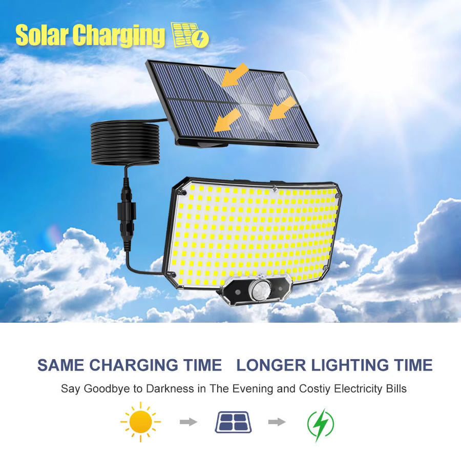 XIWANGFIRE LED Solarleuchten mit Bewegungssensor, IP65 wasserdichte Außenbeleuchtung für Garten und Wand, superhelle Flutlichter mit 3 Betriebsmodi - Bild 2