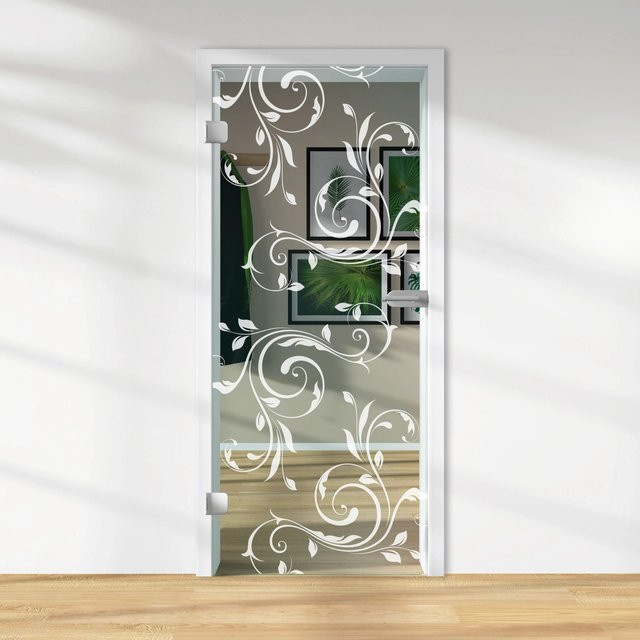 Skyscope Glasdrehtür ESG Floatglas mit Dekor Siebdruck, DIN Links, H x B x T: 197,2 x 83,4 x 0,8 cm - Bild 1