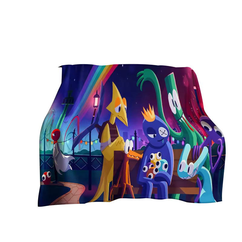 MINISO Rainbow Friends Cartoon-Flanell-Überwurfdecke für Kinder, weich und warm, Mehrfarbig - Bild 2