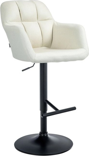 DELUKE Barhocker TUBEL höhenverstellbarer Barstuhl mit Lehne und 360 Grad Drehbarkeit in Creme und Schwarz B/T/H: 57 x 59 x 97 cm - Bild 1