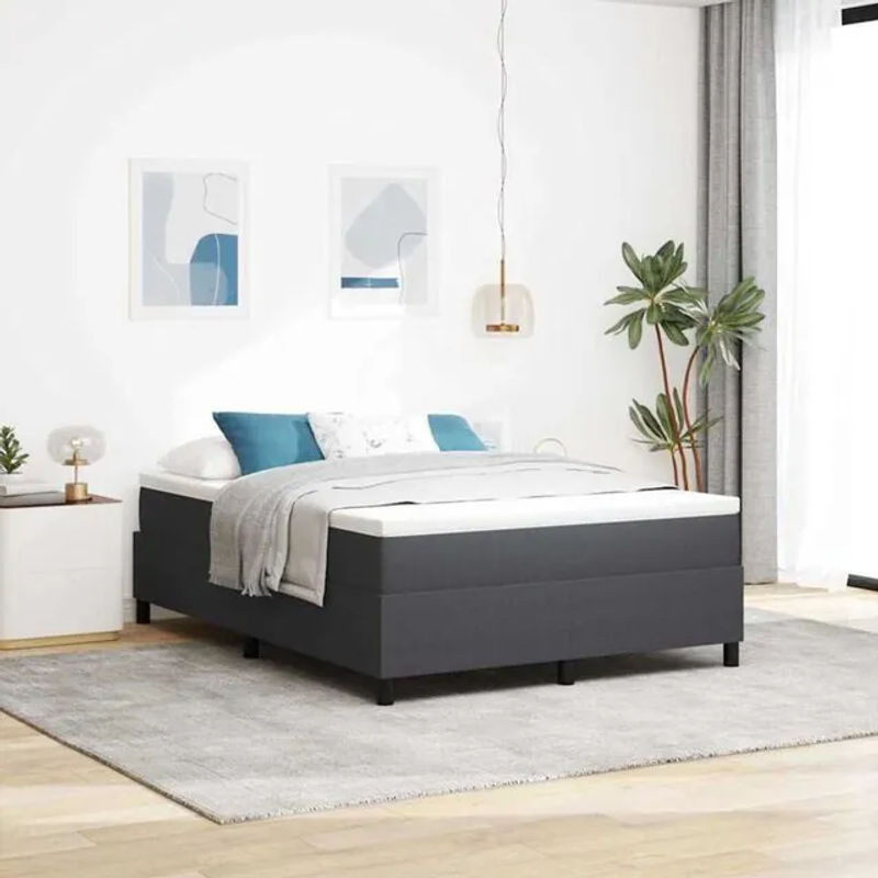 Boxspringbett vidaXL in Grau und Weiß mit Cordstoff, B/T/H: 203 x 140 x 60 cm - Bild 1