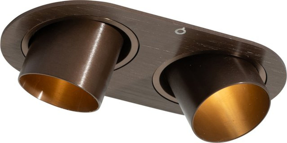 Qazqa 2-flammiger Einbaustrahler rund in Dunkelbronze, schwenkbar, GU10, Aluminium - Bild 1
