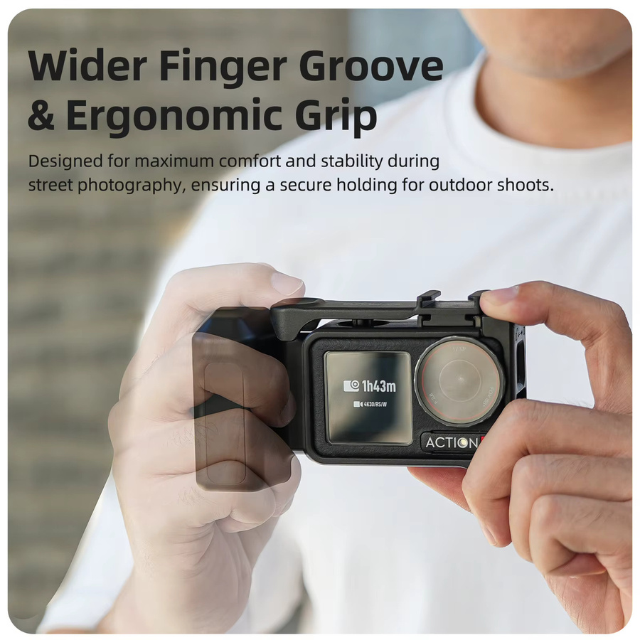 DJI Action Kamera Quick Release Halterung und Schutzrahmen mit Handgriff für Action 5 Pro, Action 4 und Action 3 in Schwarz - Bild 4