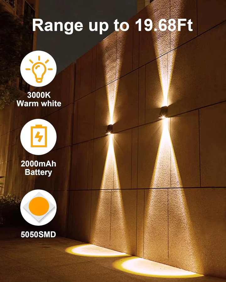 IEEYEEY LED Solar-Wandleuchte in Schwarz mit warmweißem Licht für Garten und Balkon - Bild 2