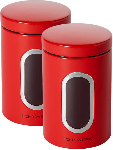 ECHTWERK Vorratsdosen Set, 2 Stück, rot, zylinderförmig, 1,4 l, B: 11 cm, T: 18 cm, H: 18 cm - Bild 1