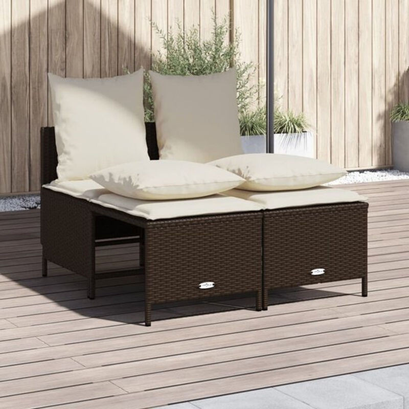 4-teilige Loungemöbel Garten-Sofagarnitur aus Polyrattan mit Kissen in Braun und Beige von vidaxl - Bild 1