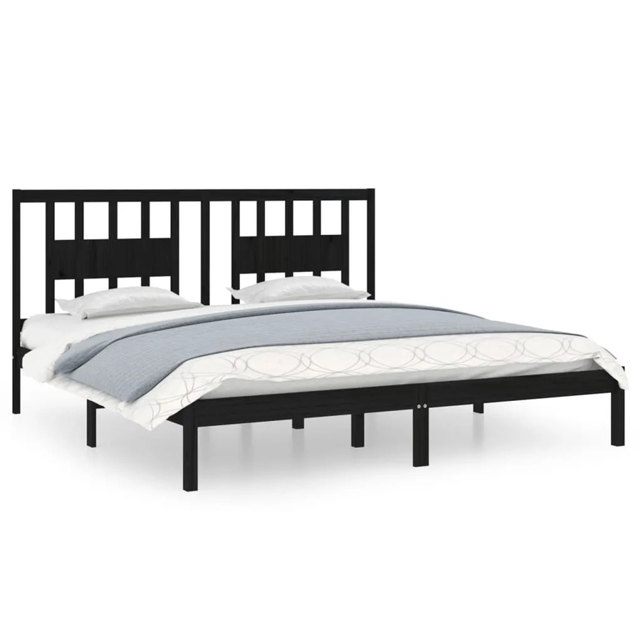vidaXL Massivholzbett aus Kiefer in Schwarz, B/T/H: 200 x 200 x 206 cm - Bild 2