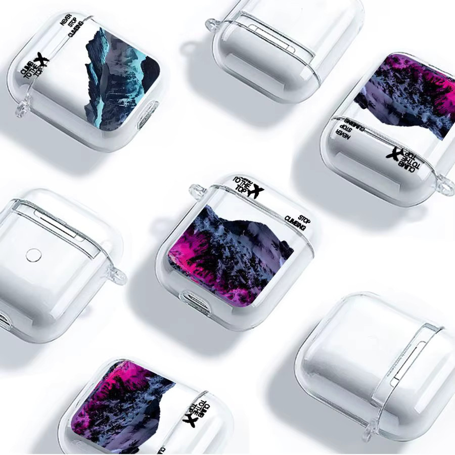 Transparente Schutzhülle für Apple AirPods 1 2 3 Pro und Pro 2 mit Schneeberg-Flugzeug Design - Bild 4