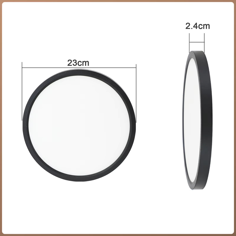 NETTLIFE LED-Deckenleuchte Schwarz, 18W, rund, Durchmesser: 23 cm, Höhe: 2,4 cm, IP44 wasserdicht - Bild 5