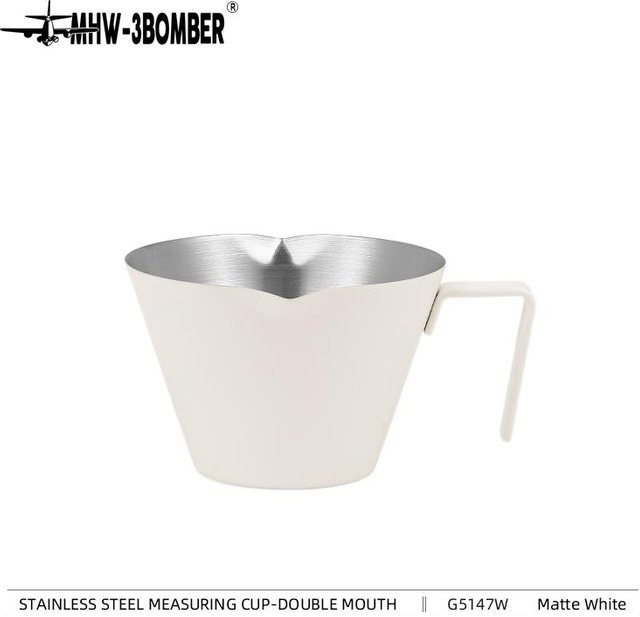 MHW-3BOMBER Edelstahl Espresso Messbecher mit Griff und Skala, 100 ml, Weiß - Bild 1