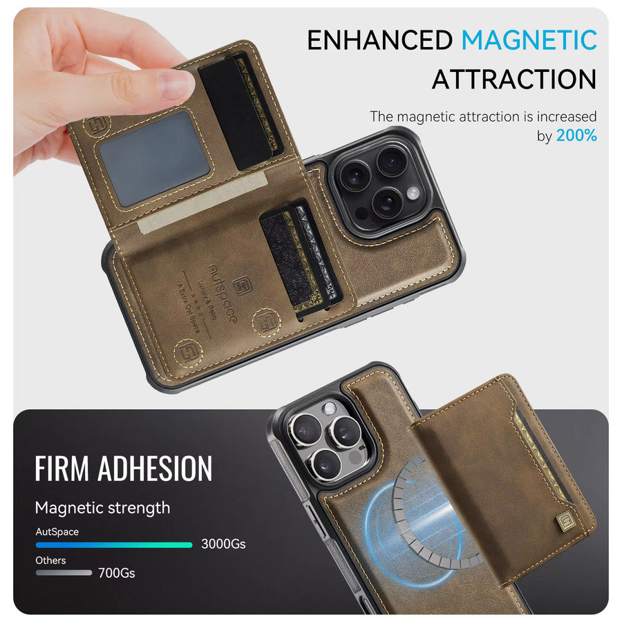 HKNR 2-in-1 Magnetische Ledergeldbörse als abnehmbarer Kartenhalter für MagSafe kompatible iPhones, Farbe: Blau - Bild 2