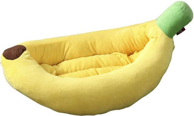 Aimo Hundebett in Bananenform, gelbes Haustierkissen aus Mikrofaser für Hunde und Katzen, abnehmbarer und waschbarer Bezug, B/T/H: 70 x 40 x 15 cm - Bild 1