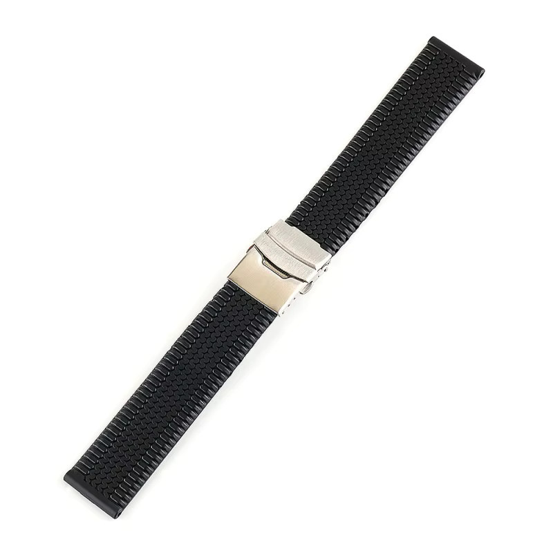 Zhangeer Uhrenarmband Silikon, Schwarz, Edelstahl-Faltschließe, Unisex - Bild 1