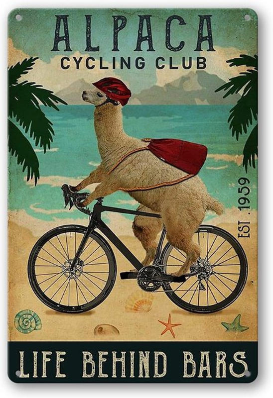 WEIMEILD Cycling Club Alpaka-Blechschild, Retro Vintage Metallschild für die Küchen-Dekoration im Bauernhaus-Stil, mehrfarbig - Bild 1