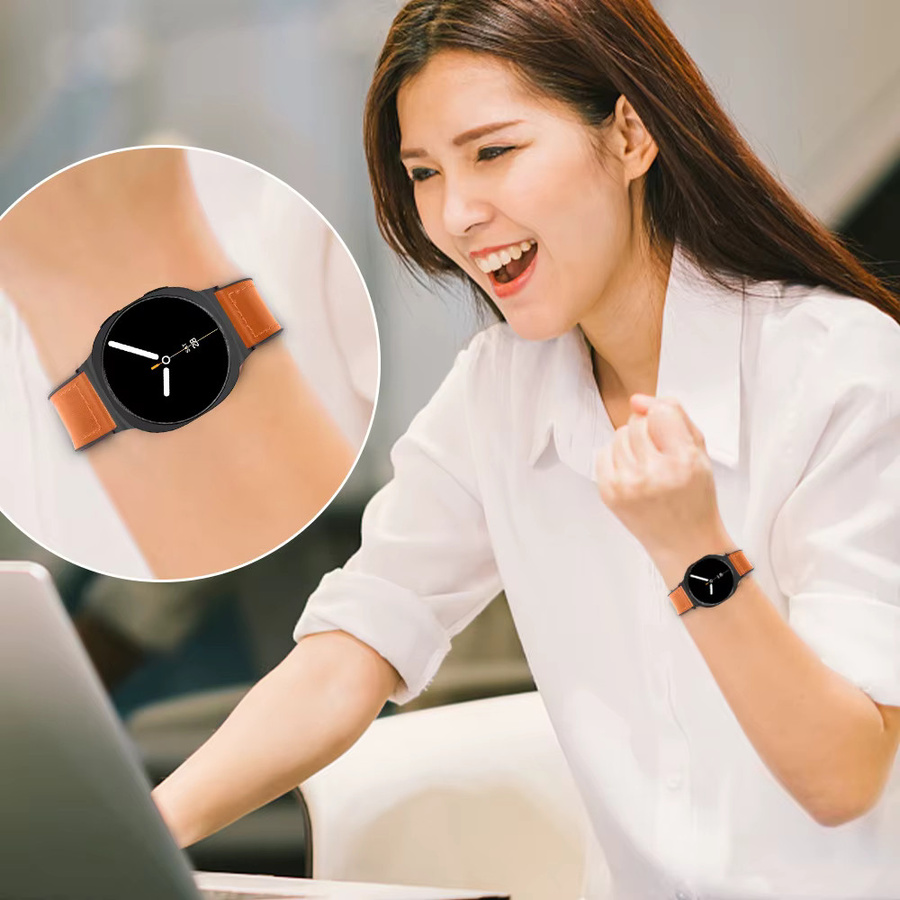 Samsung Uhrenarmband Galaxy Watch8, Silikon, Leder, Schwarz, Braun, Unisex - Bild 4
