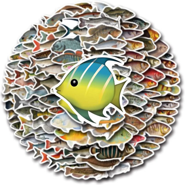 GOGOTU Fisch-Graffiti-Aufkleber, 110 Stück, multicolor - Bild 1
